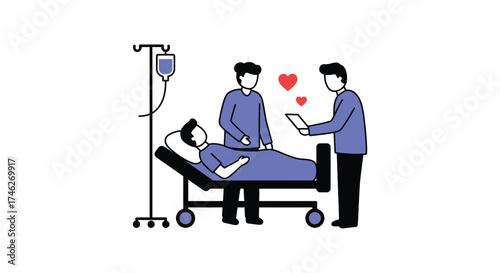 Caring medical staff tending to a patient in a hospital bed with love and support creating a positive healing atmosphere