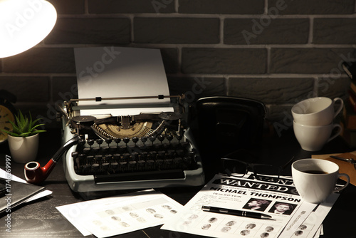 Vintage typewriter with wan...