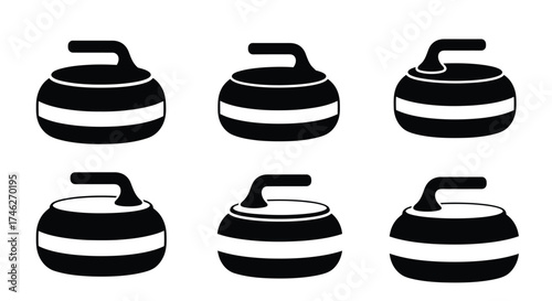 Vector art of a group of curling stones, a symbol of precision and strategy in the winter sport, perfect for game design