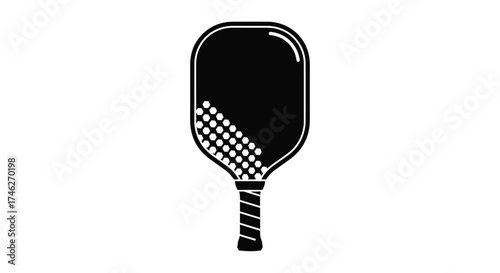 Vector art of pickleball paddle icon, a simple graphic representing sport equipment for the popular racket game with a textured grip