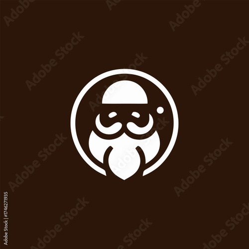 Minimalist Santa Claus Portrait in a Circular Frame