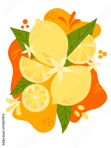 Lemon and flowers splash 