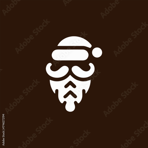 Minimalist Santa Claus Icon with Ornamental Beard