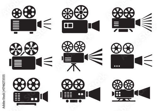 Movie projector icon, Movie projector solid vector design