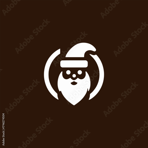 Minimalist Santa Claus Icon with Circular Frame
