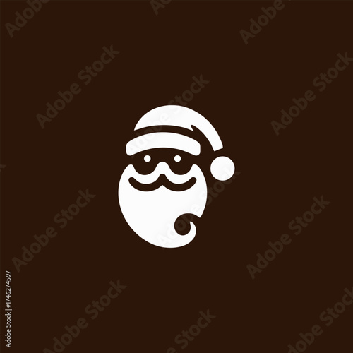 Minimalist Santa Claus Icon in Flat Vector Style