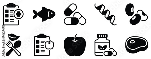nutrition icon solid mix style food health label vector glyph symbol ui minimal flat web app diet wellness macro micronutrient tracker