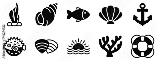 ocean icon solid mix style wave water vector glyph symbol ui minimal flat web app map climate marine wildlife and travel infographic