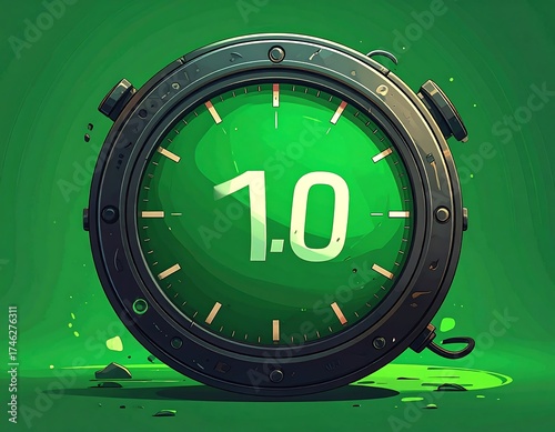 Modern digital timer displaying the number 1.0 on a green background