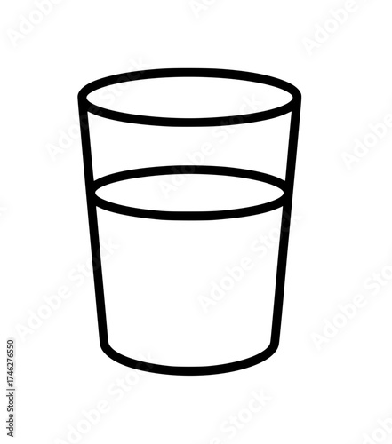 Minimalistic line drawing of a half-filled drinking glass