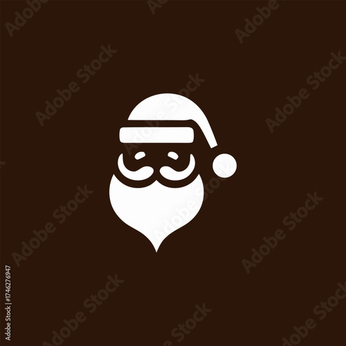 Minimalist Santa Claus Icon in Festive Holiday Spirit