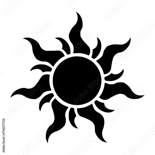 Minimalist download sun vector illustration of tangled sun symbol with rays for graphic design and decoration use vacter Vacter