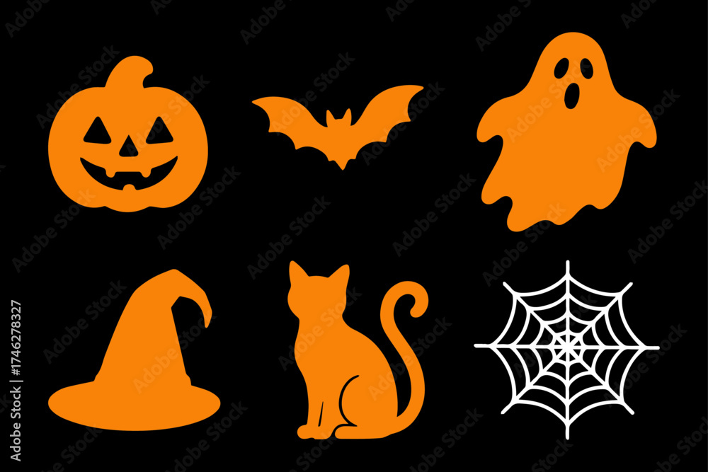 Fototapeta premium Silhouette hellowen 2025 icon