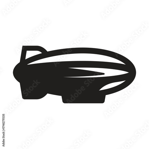 Simple Black Blimp or Airship Silhouette Icon

