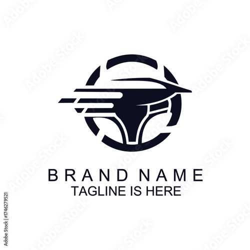 Fast Driving Logo with Steering Wheel