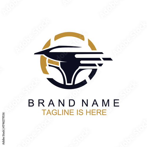 Fast Driving Logo with Steering Wheel