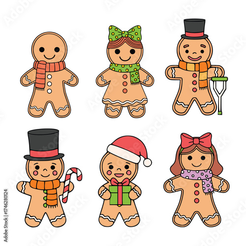 Gingerbread Cookie Characters – Cute Hand Drawn Christmas Illustration Set