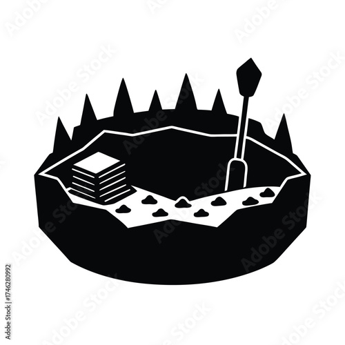 Archaeological Dig Site Vector Illustration