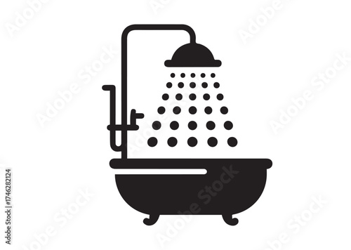 Bathroom with Shower Icon, Bathroom with Shower solid vector