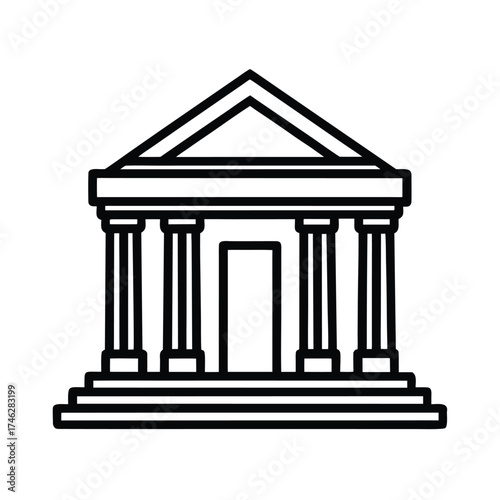 Archaeological Temple Line Art Vector