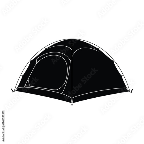 Black dome tent silhouette for camping and outdoor adventures