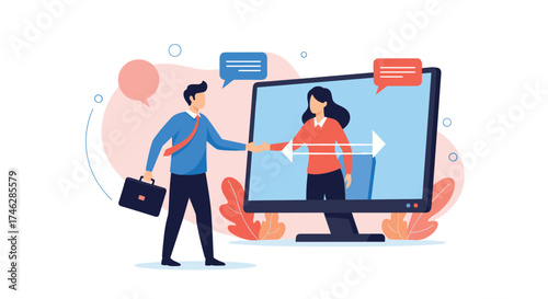 Online job interview and human resources recruitment process for hiring.