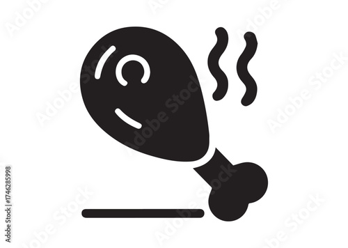Fried chicken leg icon, Fried chicken leg solid vector