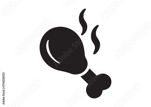 Fried chicken leg icon, Fried chicken leg solid vector