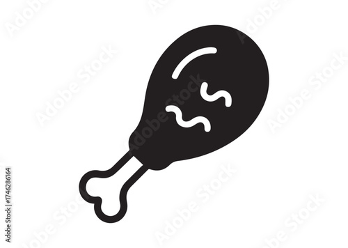 Fried chicken leg icon, Fried chicken leg solid vector