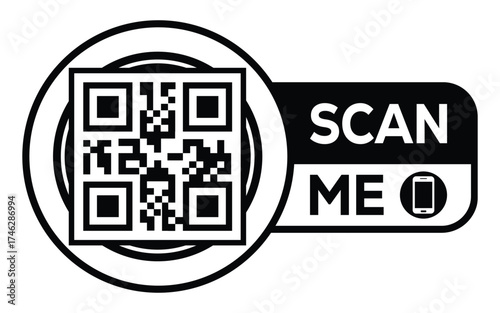 QR code scan icon set. Scan me frame. QR code scan for smartphone. QR code for mobile app, payment and identification. Vector illustration.