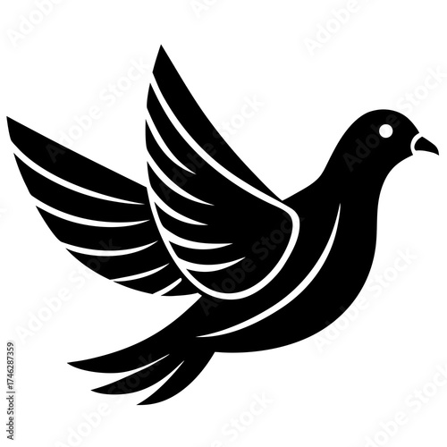 Dove Icon Vector – Generative AI Linocut Silhouette Design