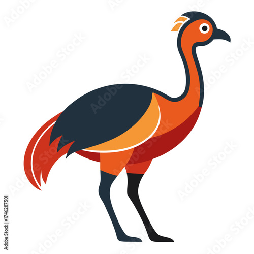 Emu Icon Vector – Generative AI Linocut Silhouette Design