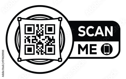 QR code scan icon set. Scan me frame. QR code scan for smartphone. QR code for mobile app, payment and identification. Vector illustration.