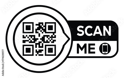 QR code scan icon set. Scan me frame. QR code scan for smartphone. QR code for mobile app, payment and identification. Vector illustration.
