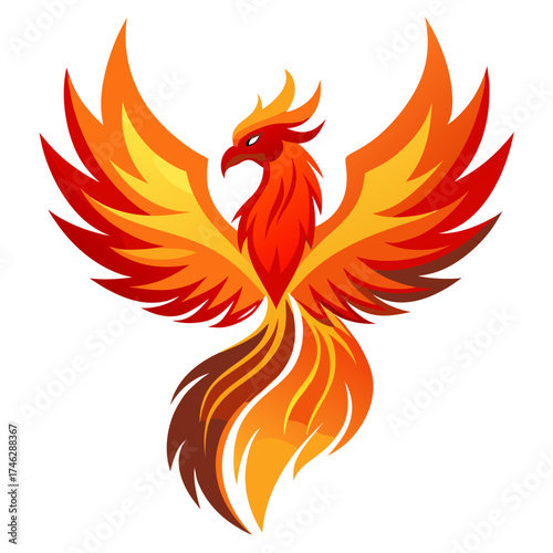 Phoenix Icon Vector | Generative AI & Linocut Silhouette Design