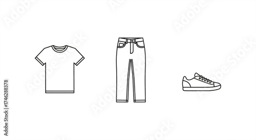 Effortless style set featuring a t-shirt, jeans, and sneakers for casual fashion inspiration and modern apparel design projects