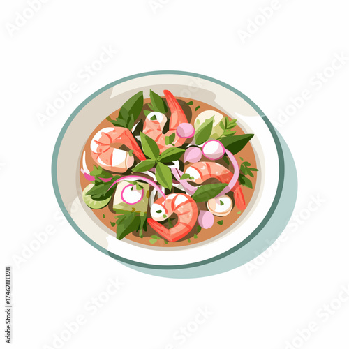 Ceviche Dish flat illustration