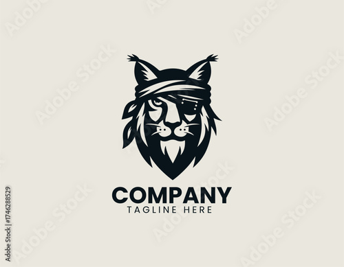 Pirate Lynx Wild Rebel vector logo illustration
