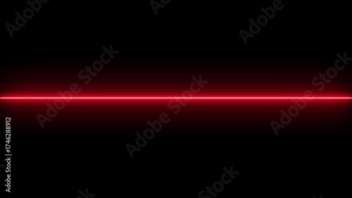 Straight neon lazer line color red black background.