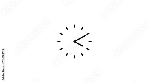 Clock spinning, watch animation on transparent background with alpha channel. Clock icon flat style 24 hours day fast speed with moving timer clock rotation