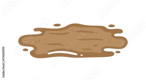 Cartoonish Brown Mud Puddle with Rounded Edges and Details.