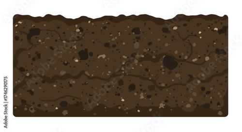 CrossSection Illustration of Soil with Rocks Pebbles and Cracks.