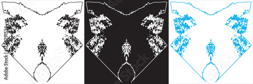 Abstract symmetrical inkblot shapes on black .Set of six abstract symmetrical white inkblot shapes on black background, resembling psychological Rorschach test or mirrored pattern art.
EPS10/AI.
