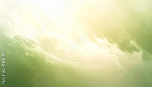 Ethereal light streaks softly diffuse across a vibrant green and luminous yellow gradient background, creating a serene and natural abstract design perfect for modern digital aesthetics