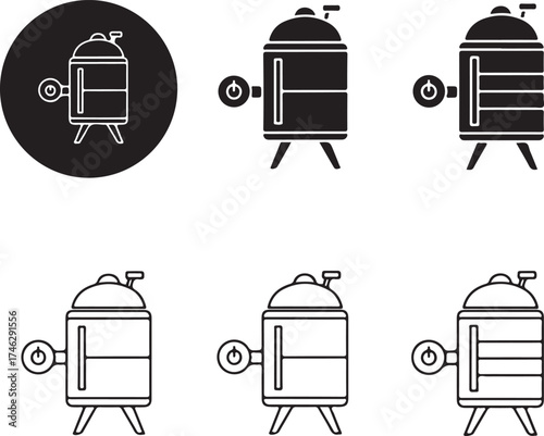 Three styles of beer keg icons displayed perfect for design on transparent background silhouette