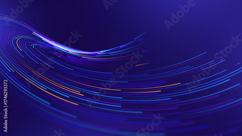 Artificial Intelligence Technology Background with Flowing Neural Lines and Digital Circuit Motion. Smart AI Tech and Deep Learning Concept. Presentation Template Vector Illustration.