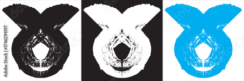 Abstract symmetrical inkblot shapes on black .Set of six abstract symmetrical white inkblot shapes on black background, resembling psychological Rorschach test or mirrored pattern art.
EPS10/AI.
