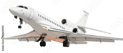 dassault's standard private jet, against a white background with no shadows. 