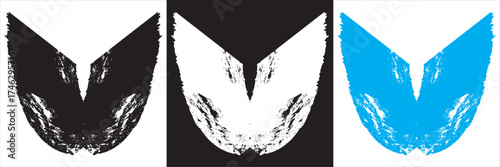 Abstract symmetrical inkblot shapes on black .Set of six abstract symmetrical white inkblot shapes on black background, resembling psychological Rorschach test or mirrored pattern art.
EPS10/AI.
