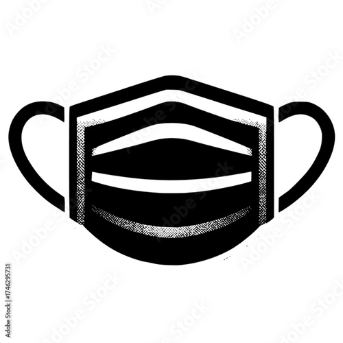 Hospital mask black vector icon with transparent background 
